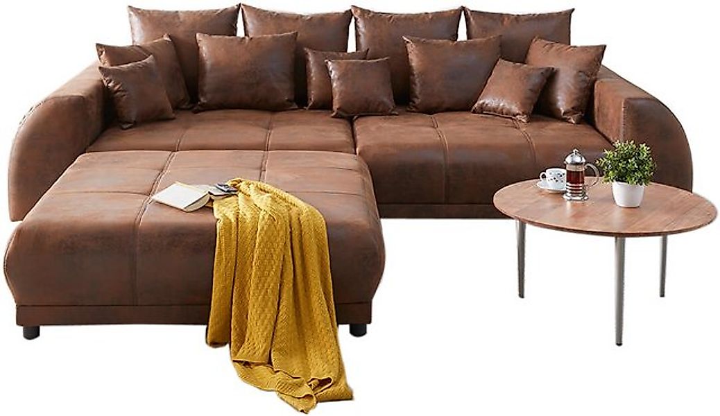 DELIFE Big-Sofa Violetta, Braun 310 x 135 cm Antik Optik inklusive Hocker K günstig online kaufen