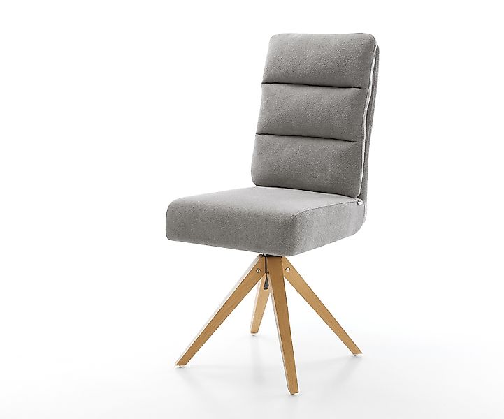 Drehstuhl Pela-Flex Strukturstoff Soft Grau Holzgestell kantig Natur 180° d günstig online kaufen