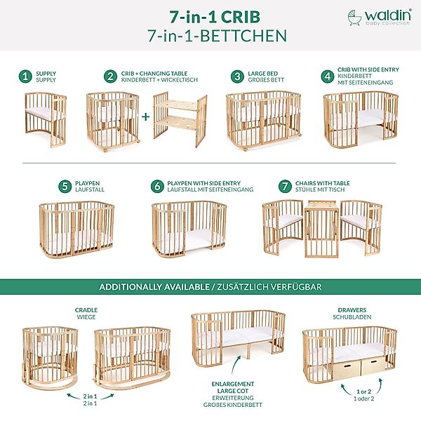 Waldin Babybett Mobiles Babybett aus Holz günstig online kaufen