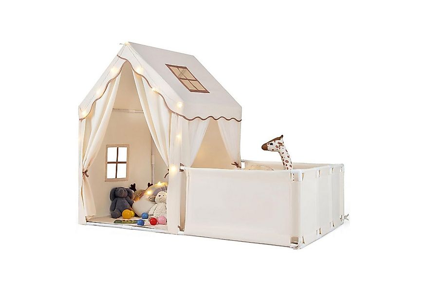 KOMFOTTEU Spielzelt Kinderzelt mit Spielbereich, Hof, Sternenlichter, Wasch günstig online kaufen