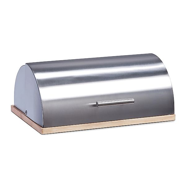 Zeller Brotkasten Edelstahl/Gummibaum 16 cm x 28 cm x 39 cm Silber günstig online kaufen