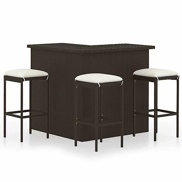 vidaXL Gartenlounge-Set 4-tlg. Gartenbar-Set mit Kissen günstig online kaufen