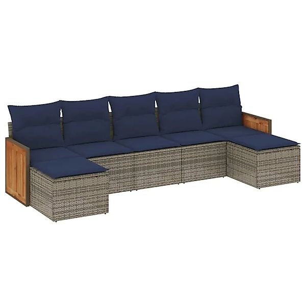 vidaXL 7-Tlg Gartensofa-Set mit Kissen Grau Polyrattan 3227916 günstig online kaufen
