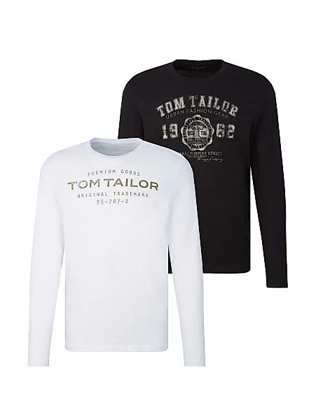 TOM TAILOR Langarmshirt, (Packung, 2 tlg.), mit Logo Print günstig online kaufen