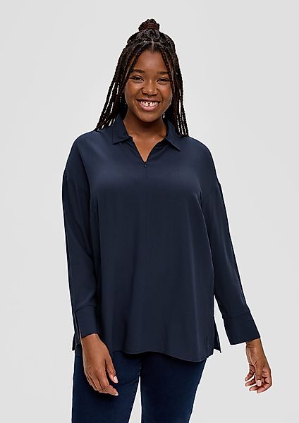 TRIANGLE Langarmbluse Crêpe-Bluse aus Viskose Logo günstig online kaufen