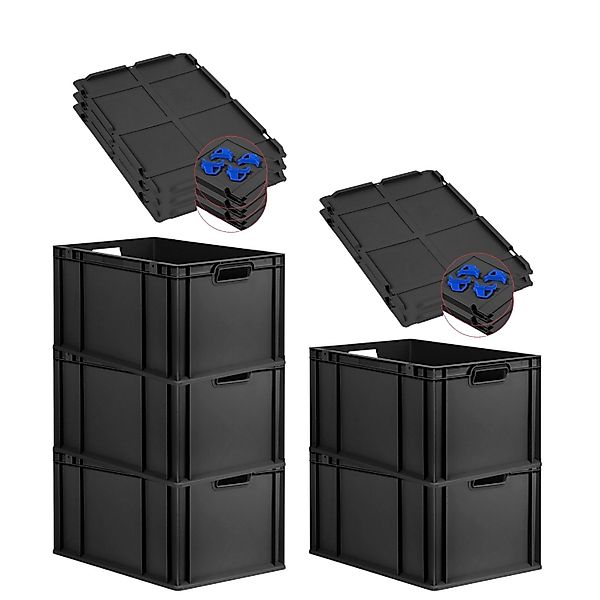 PROREGAL SparSet 5x Eurobox Nextgen Grip Mit Auflagedeckel Und Blauen Versc günstig online kaufen