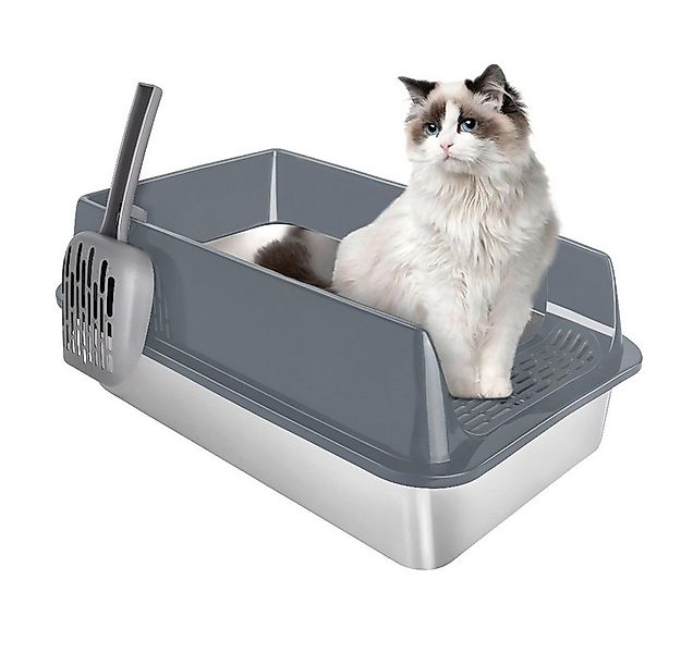 JEOBEST Katzentoilette Katzenklo Edelstahl L, Offene Katzenklo, Nicht klebr günstig online kaufen