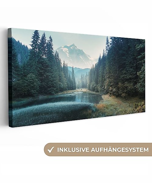 OneMillionCanvasses® Leinwandbild Panorama Wald - Gras günstig online kaufen