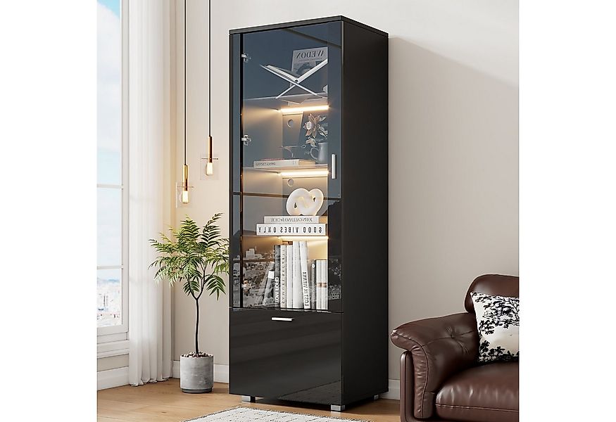 STILVORA Vitrine 160 Highboard Hochglanzvitrinen Sideboard mit LED-leuchten günstig online kaufen