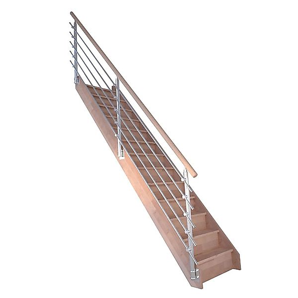 StarWood Treppe Rhodos Buche Gerade Setzstufen Design-Geländer-Edelstahl FS günstig online kaufen
