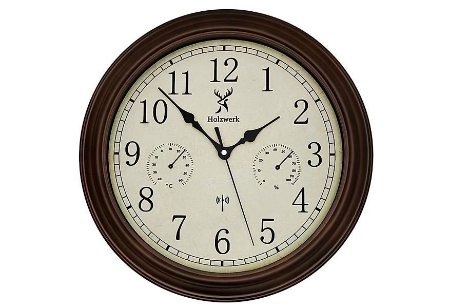 Holzwerk Funkwanduhr Vintage Retro Designer Funk Wanduhr (Nahezu lautloses günstig online kaufen