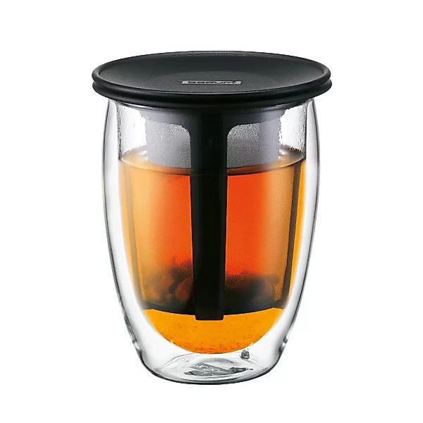 Tea For One Glas mit Teesieb schwarz günstig online kaufen
