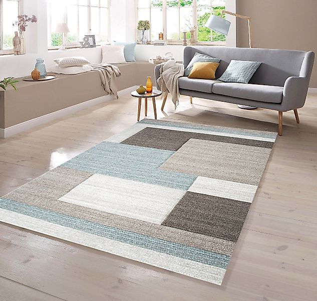 TeppichHome24 Teppich Designer Teppich mit Karo Muster Pastellfarben Blau C günstig online kaufen