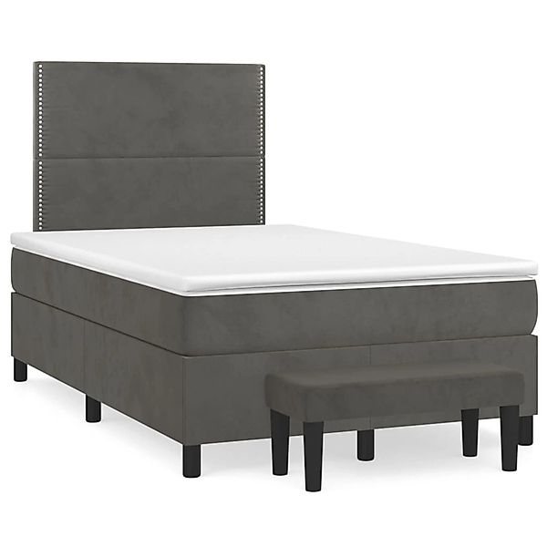 vidaXL Boxspringbett mit Matratze Dunkelgrau 120x200 cm Samt1359492 günstig online kaufen
