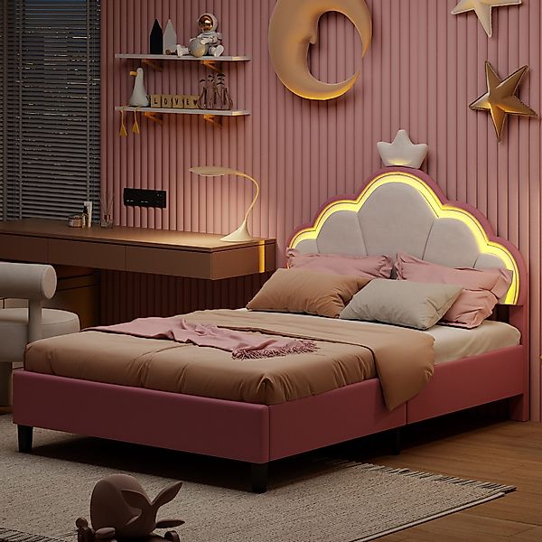 PXloue Polsterbett Kinderbett Jugendbett (Kopfteil hochstellbar), günstig online kaufen