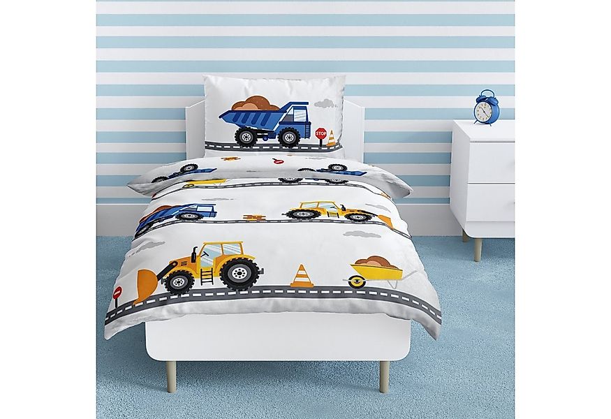 MTOnlinehandel Babybettwäsche Bagger 100x135 + 40x60 cm, 100 % Baumwolle Fl günstig online kaufen