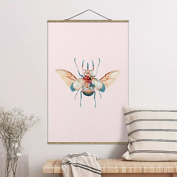 Stoffbild Tiere mit Posterleisten - Hochformat Vintage Käfer günstig online kaufen