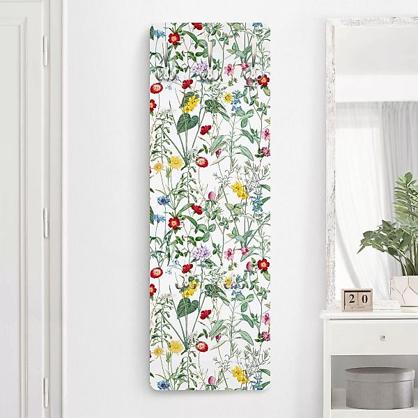 Wandgarderobe Wildblumen auf Weiß günstig online kaufen