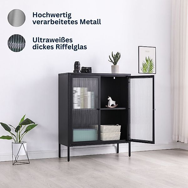 Coemo Highboard TOKIO, Schwarz Metall, Vitrine günstig online kaufen