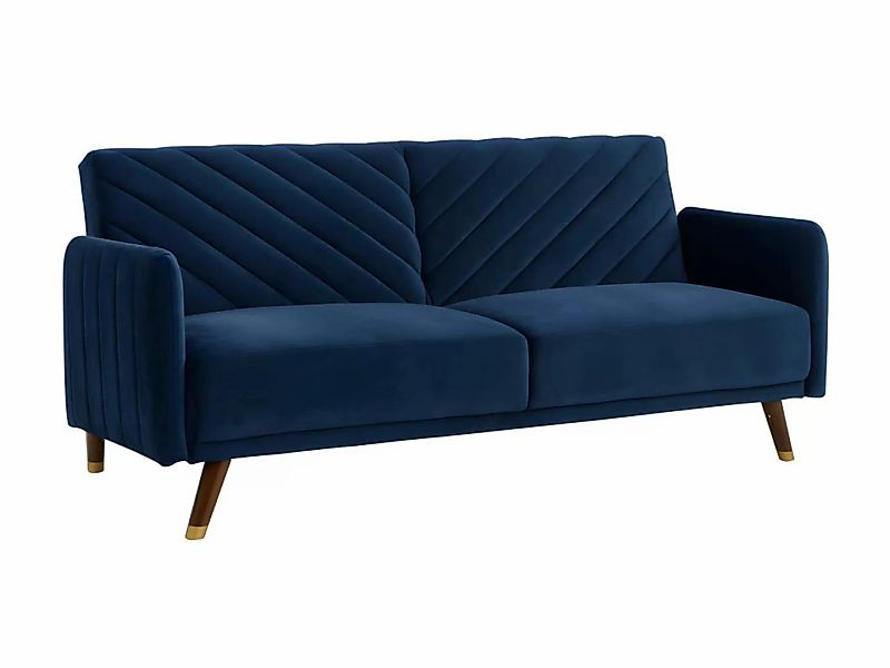 Schlafsofa Klappsofa 3-Sitzer - Samt - Blau - JORIS günstig online kaufen