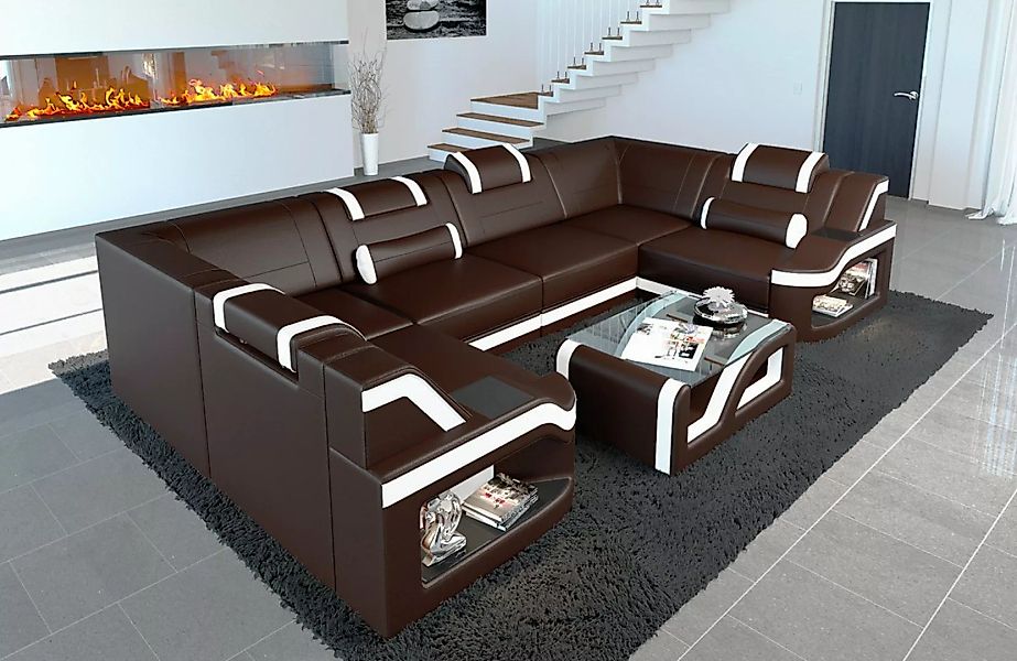 Sofa Dreams Wohnlandschaft Ledercouch Sofa Leder Padua U Form Ledersofa, Co günstig online kaufen