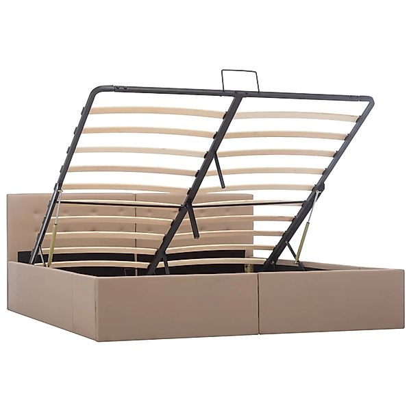 vidaXL Bett, Stauraumbett Hydraulisch Cappuccino-Braun Kunstleder 160×200 c günstig online kaufen