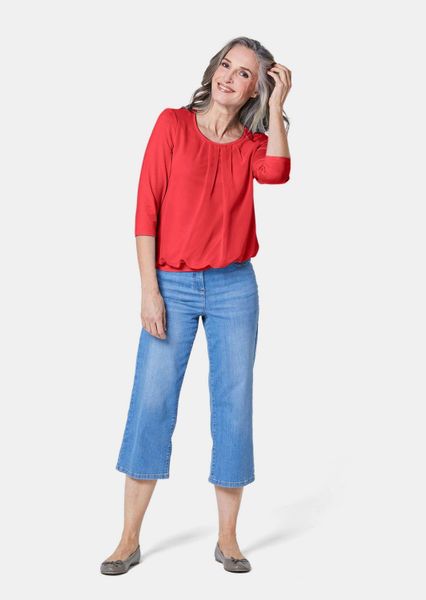 GOLDNER Kurzarmbluse Kurzgröße: Chiffon-Shirt mit 3/4-Arm, günstig online kaufen