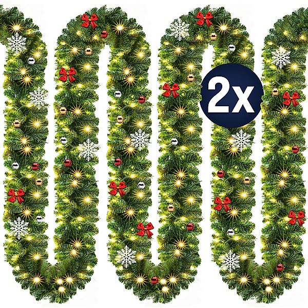 Weihnachtsgirlande 5m 2er-Set In-/Outdoor geschmückt günstig online kaufen