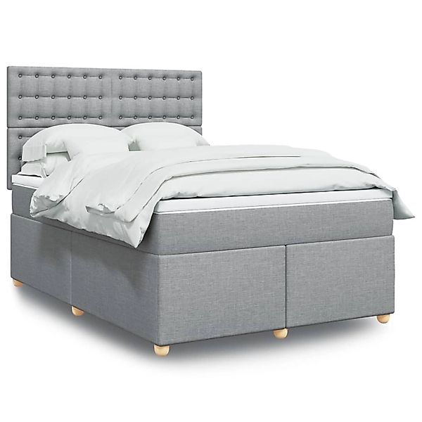 vidaXL Boxspringbett mit Matratze Hellgrau 160x200 cm Stoff 3293645 günstig online kaufen