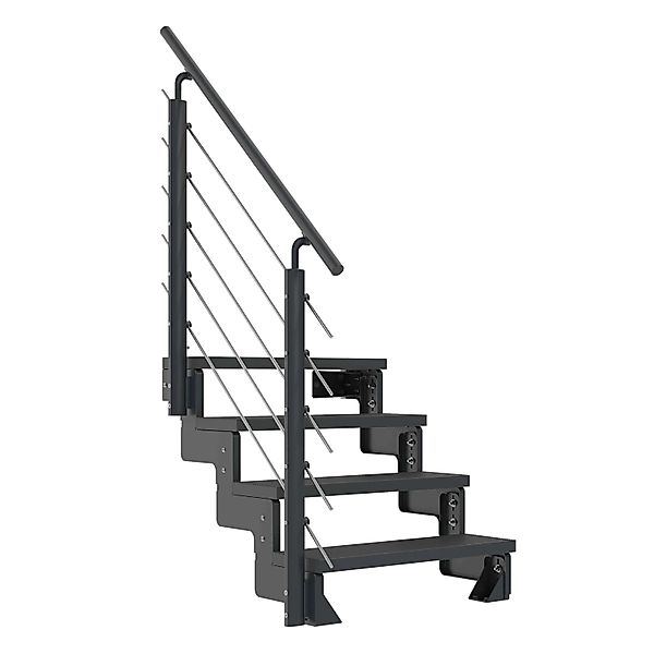 Dolle Außentreppe Gardentop Anthrazit 4 Stufen 80 cm Anthrazit inkl. Geländ günstig online kaufen