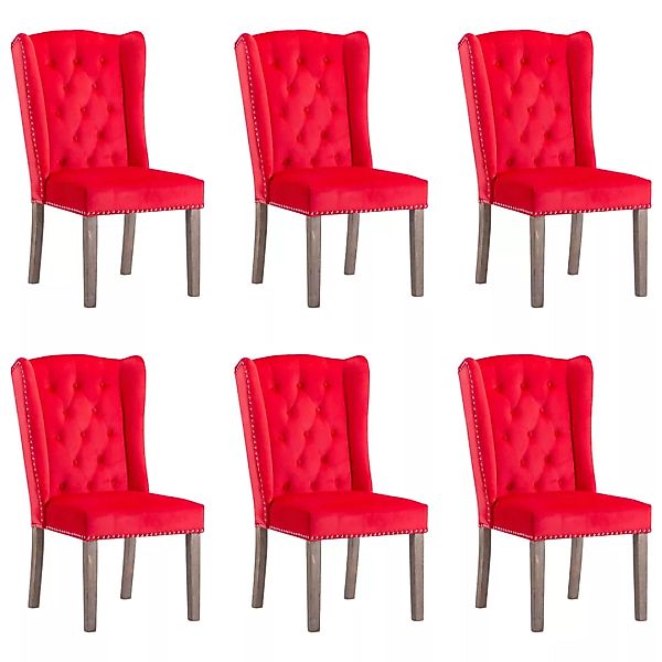 Esszimmerstühle 6 Stk. Rot Samt günstig online kaufen
