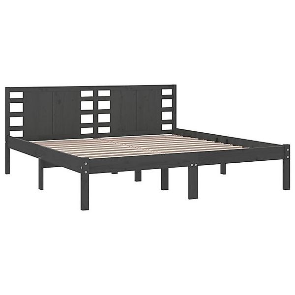 vidaXL Bettgestell Massivholzbett Grau Kiefer 200x200 cm Bett Bettgestell D günstig online kaufen