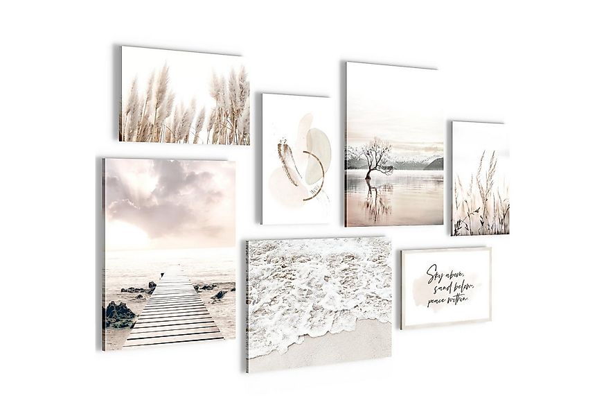 Novart Wandbild Boho Natur Blumen Beige - KOMPLETT AUFHÄNGFERTIG, Strand günstig online kaufen