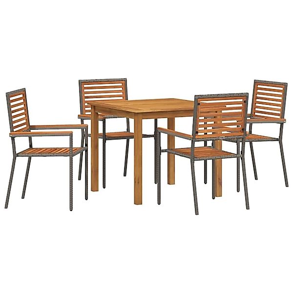 vidaXL Garten Essgruppe 5-Tlg Grau Poly Rattan 3365515 günstig online kaufen