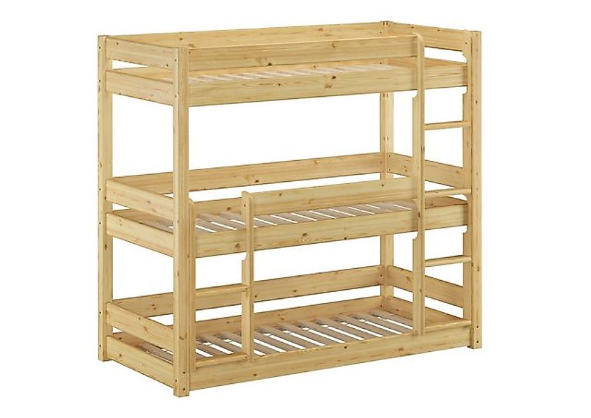 ERST-HOLZ Etagenbett Dreier-Etagenbett für Erwachsene 80 x 200 Kiefer Massi günstig online kaufen