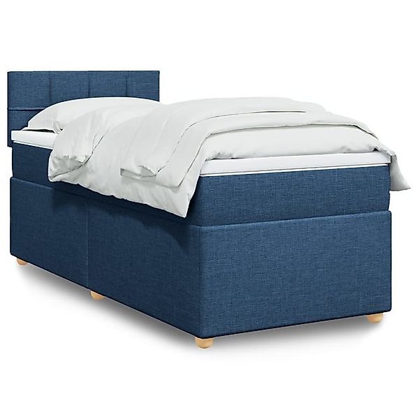 vidaXL Boxspringbett, Boxspringbett mit Matratze Blau 90x200 cm Stoff günstig online kaufen