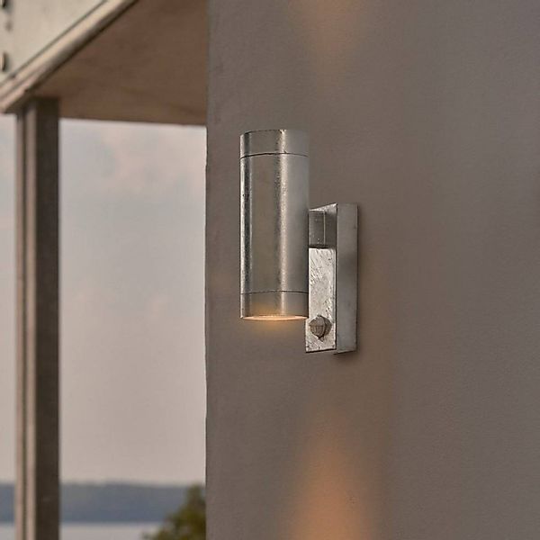 Außenwandlampe Tin Maxi Double Sensor, verzinkt, IP54, GU10 günstig online kaufen
