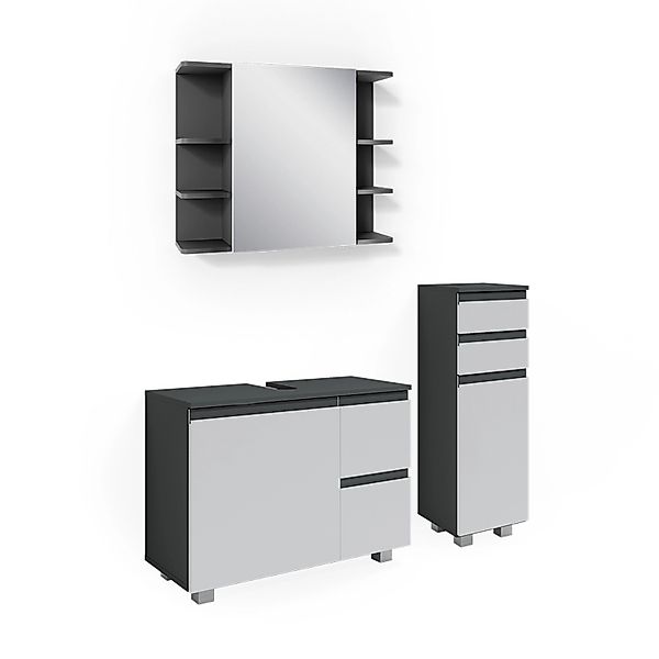 Vicco Badmöbel-Set J-Shape, Weiß/Anthrazit, 3 Teile, mit Midischrank, (3-St günstig online kaufen