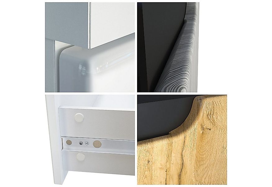 Vladon Sideboard Sintra V1 (Kommode, mit 2 Türen und 4 Schubladen), Weiß ma günstig online kaufen