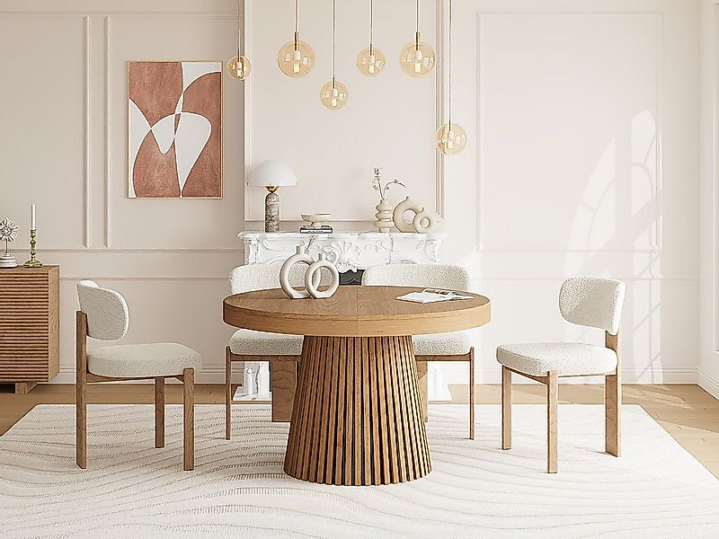 Ausziehbarer Esstisch für 4–6 Personen – Eichenfurnier – Natur – CARMIZA günstig online kaufen