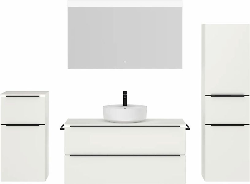 nobilia Badmöbel-Set, (4 St., vormontiert, mit Soft-Close), inkl. Spiegel m günstig online kaufen