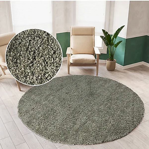 my home Teppich »Viva Teppich rund« rund 45 mm Höhe Uni-Farben, einfarbig, günstig online kaufen