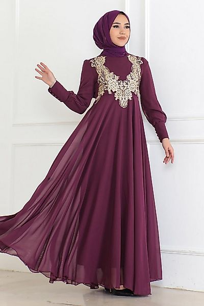 MODAMİHRAM Abendkleid Chiffon Spitze Lila Abendkleid 6113 günstig online kaufen