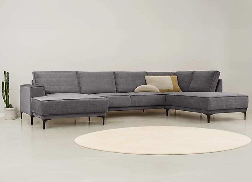 PLACES OF STYLE Wohnlandschaft »XXL Sofa Oland, Struktur, Flachgewebe, Luxu günstig online kaufen