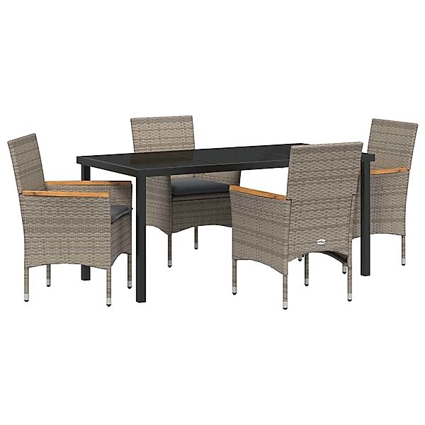 vidaXL Garten Essgruppe mit Kissen 5-Tlg Grau Poly Rattan 3379852 günstig online kaufen