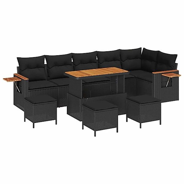 vidaXL Gartensofa-Set mit Kissen 12 Stk Schwarz Poly-Rattan 3365149 günstig online kaufen