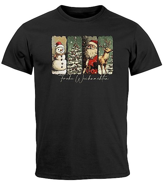 MoonWorks Print-Shirt Herren T-Shirt Weihnachten Retro Design mit Schneeman günstig online kaufen