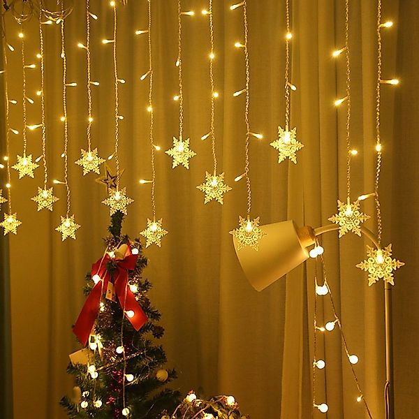 Sunicol LED-Lichterkette LED Lichtervorhang Lichterkette, Schneeflocke günstig online kaufen
