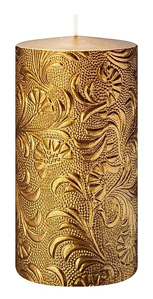 Wiedemann Kerzen Stumpenkerze Kerzen Florale Gelbgold 130 x Ø 70 mm 4er Set günstig online kaufen