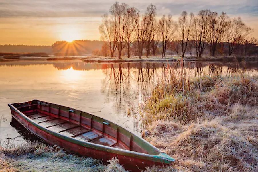 Papermoon Fototapete »Boot in Winterlandschaft« günstig online kaufen